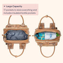BabbleRoo Leather Diaper Bag Backpack - Baby Essentials Travel Baby Bag, Multi function, Waterproof, with Changing Pad, Stroller Straps & Pacifier Case – Unisex, Light Brown by TinyTreasures Baby Boutique