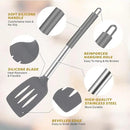 5-Piece Silicone Kitchen Tool Set, BPA-Free, Heat-Resistant, Non-Stick & Dishwasher-Safe, with Slotted/Solid Spoons & Spatulas for Frying, Mixing, Draining – Includes Multi-Purpose Serving Hook(Gray) by CozyNest Decor