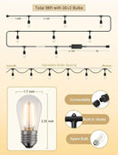 XMCOSY+ Smart Outdoor String Lights, 98Ft LED Patio Lights Waterproof IP65, App Control, Compatible with Alexa, Dimmable Edison Bulbs Outdoor Light for Yard Porch Bistro Outside by GreenHaven Gardens