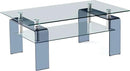 Glass Coffee Table Rectangle Living Room Center Table with Storage, Clear Tempered Glass Tabletop and Smoke Grey Leg,for Living Room and Office (Clear+Smoke) by CozyNest Decor