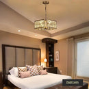 12” 4-Light Modern Crystal Chandeliers Nickel Dinning Room Light Fixture, Square Pendant Light Kitchen Island Chandelier, Flush Mount Ceiling Light for Living Room Entryway Bedroom Foyer by CozyNest Decor