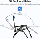 Nazhura Set of 2 Relaxing Recliners Patio Chairs Adjustable Steel Mesh Zero Gravity Lounge Chair Beach Chairs with Pillow and Cup Holder (Navy Blue Stripe) by CozyNest Decor
