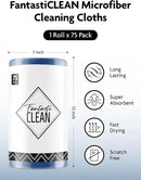 Fantasticlean Microfiber Cleaning Cloth Roll -75 Pack, Tear Away Microfiber Towels, 12" x 12", Reusable, Washable, Scratch Free, Ultra Absorbent Dish Rags for Car, Home, Garage or Shop (Navy Blue) by CozyNest Decor