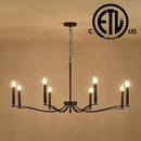 Black Chandelier, Modern Dining Room Light Fixture 8 Light Candle Chandelier Over Table 44in Metal Chandeliers Lighting for Living Room Entry Master Bedroom Bathtub Kitchen by CozyNest Decor