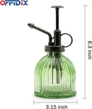 OFFIDIX Glass Plant Mister, 6.3 Inches Tall Vintage Style Spritzer Bronze Plastic Top Pump One Hand Watering Can Indoor Plant Spray Bottle for Garden, Plants, Cleaning (Light Green) by GreenHaven Gardens