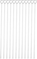 12 Inch Barbecue Skewers, Stainless Steel BBQ Skewers, Shish Kebab Kabob Skewers 12Pcs by GreenHaven Gardens