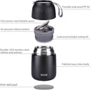 Insulated Thermo Food Jar for Hot & Cold Food for Kids Adult, 17&24 oz Soup Thermal Hot Food Containers for Lunch, Triple Layer Insulation Stainless Steel Food Jar with Spoon (2 Pack Black) by TinyTreasures Baby Boutique