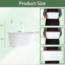 10" Hanging Flower Pots, Pack of 2 White Metal Outdoor Patio Balcony Planter, Railing Planters Fence Pot with Detachable Hook & Drainage Hole for Small Plants (White, 2Pcs) by CozyNest Decor