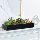 MyGift Artificial Assorted Succulent Arrangement in Rectangular Black Wood Planter Box, Fake Plant Decor by CozyNest Decor