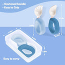 Baby Self Feeding Training Spoon and Fork Set with Travel Case, BPA-Free Cute Circle Toddler Training Utensils, Silicone/ABS Great Tableware Set Spoons Fork for Kids(Blue & Light blue) by TinyTreasures Baby Boutique