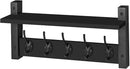 Sorbus Coat Hooks Wall Mount with Shelf – 16 Inch Coat Rack Wall Mount with 5 Heavy Duty Hooks – Floating Wall Shelf with Hooks for Entryway, Bathroom, Bedroom, Kitchen, or Mudroom (Black) by CozyNest Decor