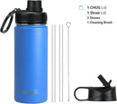 DRINCO Stainless Steel Water Bottle Spout Lid Vacuum Insulated Double Wall Water Bottle Wide Mouth (40oz 32oz 22oz 18oz 14oz) Leak Proof Keeps Cold or Hot (18 oz, 18oz Royal Blue) by CozyNest Decor