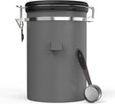 HAIOOU Large Coffee Canister, 38OZ Oversized Stainless Steel Coffee Bean Storage Container with Date Tracker, Measuring Scoop, CO2 Releasing Valves for Beans, Grounds and more - Gray by CozyNest Decor