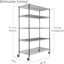 48"x24"x72" Prime Heavy Duty Black 5-Tier Steel Wire Shelving NSF 4000 LBS MAX Capacity Storage Rack for Commercial, School, Home, Garage, Warehouse, Industrial, and Hospital Uses (with Wheels) by CozyNest Decor