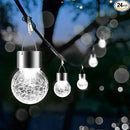 Solar Lights Outdoor Hanging Decorative Globe 24 Pack, Waterproof Solar Lantern with Handle and Clip, Solar Powered Glass Ball Lights for Garden Yard Fence Tree Umbrella Holiday Décor, Cold White by GreenHaven Gardens