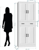 White Kitchen Pantry, 71" Tall Storage Cabinet with Doors and Drawer for Kitchen, Hallway, Office by CozyNest Decor