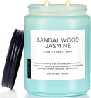 M&SENSE Sandalwood Jasmine Scented Candles, Large Soy Natural Long Lasting 19.4oz 110 Hour Burning Floral Non Toxic Double Wick Aromatherapy Candle Gifts for Women Friend by CozyNest Decor