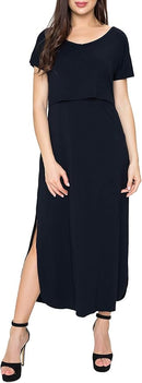 Smallshow Women's Maternity Nursing Dresses Split Long Dress for Breastfeeding by TinyTreasures Baby Boutique