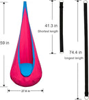 Kids Pod Swing Hanging Seat Child Hammock Chair Indoor and Outdoor Sensory Swing 100% Cotton Loading Capacity 170 lbs (Pink) by GreenHaven Gardens