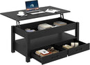 Rolanstar Coffee Table, 47.2" Lift Top Coffee Table with Drawers and Hidden Compartment, Retro Central Table with Wooden Lift Tabletop, for Living Room,Black by CozyNest Decor