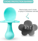 Grabease Baby Spoons and Forks Utensils for Toddlers Infants BPA-Free & Phthalate-Free Baby Silverware, 2 Sets, Teal and Gray - Infant Spoon - Toddler Fork by TinyTreasures Baby Boutique