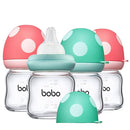 YOHKOH Natural Glass Baby Bottle with Natural Response Nipple, Newborn Anti-Colic Baby Bottles, Wide Neck Mushroom Cap Baby Bottle, Clear (3.4oz (Pack of 4), Multicolour) by TinyTreasures Baby Boutique