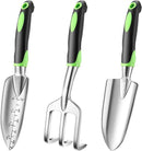 Garden Tools, 3-Piece Garden Tool Set with Non-Slip Ergonomic Handles, Lightweight Aluminum Alloy Rust-Proof Durable Gardening Hand Tools, Ideal Gardening Tools Gifts for Women and Men by GreenHaven Gardens