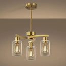 3-Light Gold Dining Room Chandeliers Over Table, Contemporary Kitchen Island Pendant Lighting, Industrial Hanging Light Fixture for Entryway Hallway Foyer Bedroom, Clear Glass Shade by CozyNest Decor