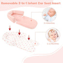 Infant Car Seat Insert, HNHUAMING Baby Car Seat Head & Body Support with 2 Strap Pads, Ultra Soft Newborn Preemie Carseat Insert Cushion for Girls Boys, Fits Car Seat, Stroller, Swing, Bouncer, Pink by TinyTreasures Baby Boutique