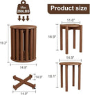 Stackable Stools Set of 4, Wooden Stool 18 Inch Stool Stackable Side Tables Nesting Table Sturdy and Durable, No Installation Required for End Table,Top Stackable Round Stools (Walnut Mobile) by CozyNest Decor
