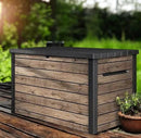 Outdoor Storage Box, Wood-Look Resin Deck Container, Indoor/Outdoor Storage, Ash Wood Brown (230 Gallon) by CozyNest Decor