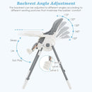 INFANS High Chair for Babies & Toddlers, Foldable Highchair with Multiple Adjustable Backrest Footrest Seat Height, Removable Tray, Detachable PU Leather Cushion, Built-in Rear Wheels (Light Grey) by TinyTreasures Baby Boutique