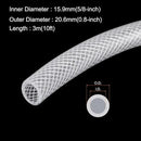 5/8" x 0.8" Braided Clear Plastic PVC Tubing 10ft High Pressure Flexible Reinforced Vinyl Tube, [for Garden Irrigation, Water Hose, Fish Tank, Water Transfer] - 15.9x20.6mm by GreenHaven Gardens