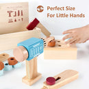 PairPear Kids Tool Set,Wooden Toy Tool Box with Toy Drill,Wooden Tool Kit Toddler Construction Toys Workbench Pretend Play Gift for Boys Girls 3 Years and Up. by TinyTreasures Baby Boutique