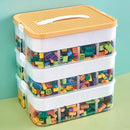 Toys Organizer Storage Case for Lego Box Kids Toy Stackable Building Blocks with Lids Bins Adjustable Lego Storage Containers Plastic Toy Box 3 Layer (Lemon) by CozyNest Decor