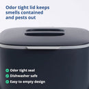 Blue Ginkgo Kitchen Compost Bin [2.6L / 0.69 GAL] – Filter-Free, Odor-Tight Countertop Food Waste Pail with Handles (Made in Korea, Gray) by GreenHaven Gardens