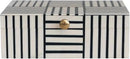 Modern Resin Box with Striped Block Pattern and Gold Clasp, Black and White by CozyNest Decor