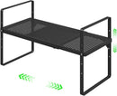 Expandable Cabinet Organizer Shelf, Stackable Shelf Riser for Small Kitchen Pantry Desk Cupboard Tabletop Countertop Home Office, Heavy Duty, Black Small 1 Pack by CozyNest Decor