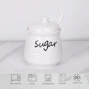 HAOTOP 12oz Sugar Bowl with Lid and Spoon,Ceramic Sugar Jar Sugar Dispenser Sugar Container Coffee Bar Accessories, Kitchen Countertop Canisters, White by CozyNest Decor