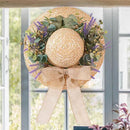 Dilicoming Spring Eucalyptus Wreaths for Front Door - 16 Inch Summer Fall Straw Hat Wreath with Bow, Women Gift, Indoor Outdoor Wreaths for Wall, Window, Farmhouse, Party, Holiday Home Décor by CozyNest Decor