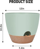 12 inch Large Self Watering Plant Pots, Flower Pots Planters with Multi Mesh Drainage Holes for Indoor Outdoor Garden Plants and Flowers by GreenHaven Gardens