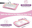 2-in-1 Baby Car Mirror with Lights & Soft Sounds, Cry Detector, Clear Night View, 360° Rotation, Shatterproof, Rear Facing Baby Car Seat Mirror with Remote Control, Perfect Baby Shower Gifts (Pink) by TinyTreasures Baby Boutique
