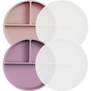 Moonkie Suction Plates for Baby | 100% Silicone BPA-Free Baby Plates with Lids and Food Cover | Divided Design | Microwave and Dishwasher Safe | Toddler Plates 2 Pack by TinyTreasures Baby Boutique