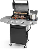 3 Burners Gas Grill with Side Burner, Propane Grill with Wheels and Storage, Outdoor Gas BBQ with Oil Tray and Thermometer for Patio and Party, 37000 BTU by GreenHaven Gardens
