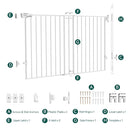 Babelio 31.5-55" No Bottom Bar Baby Gate Extra Wide, 2-in-1 Auto Close Dog Gate for The House, Stairs and Doorways, with Large Walk Thru Door, White by TinyTreasures Baby Boutique
