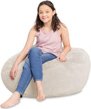Posh Creations Bean Bag Chair for Kids, Teens, and Adults Includes Removable and Machine Washable Cover, Soft Faux Rabbit Fur - Cream, 38in - Large by TinyTreasures Baby Boutique