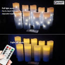 Sky Blue Flameless Candle, with Built-in Star Clusters, 9 LED Candles, 11 Button Remote Control, 24-Hour Cycle Timing, Flashing Flames, Real Wax, Battery Powered. (Full Sky Star Series)… by CozyNest Decor