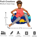 Posh Creations Bean Bag Chair for Kids, Teens, and Adults Includes Removable and Machine Washable Cover, Canvas Dinos on Blue, 27in - Medium by TinyTreasures Baby Boutique
