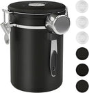ShanSon Coffee Canister Airtight Coffee Container Stainless Steel Coffee Bean Storage Container with Scoop Coffee Canister for Beans Grounds Sugar Flour Tea Cereal,22OZ, Black by CozyNest Decor