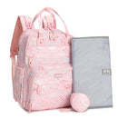 BabbleRoo Diaper Bag Backpack - Baby Essentials, Travel Essentials Baby Bag with Changing Pad, Stroller Straps & Pacifier Case - Unisex, Pink Birdy by TinyTreasures Baby Boutique